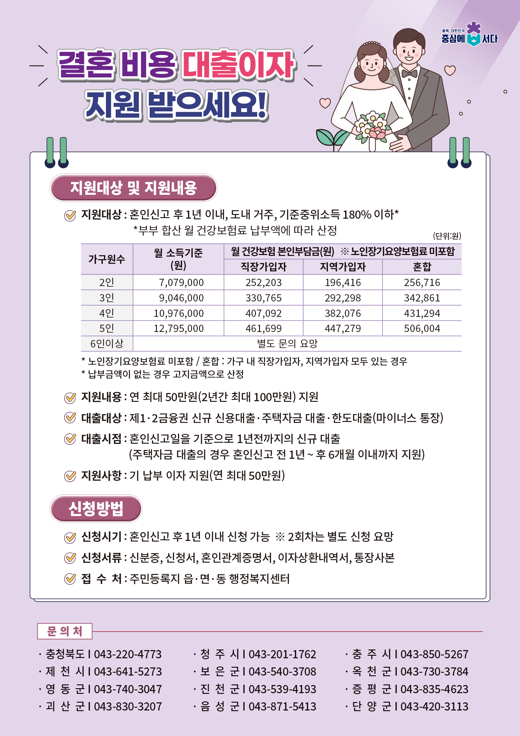 안내문-충청북도 결혼비용 대출이자 지원